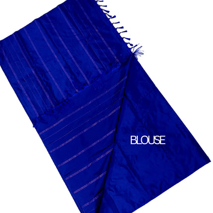 Women Kanchipuram Luxurious Pure Soft Silk Saree Experience The Ultimate Comfort And Elegance (Blue) 