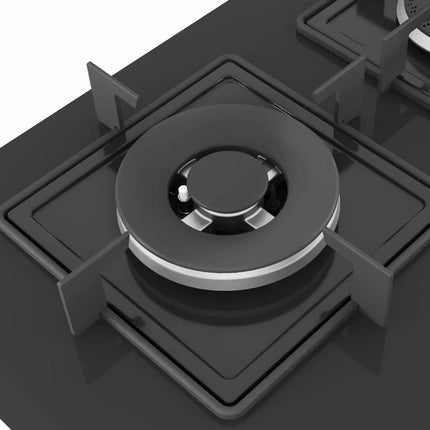 Bosch Built in Gas Hob Black Tempered glass Glass 4 Burner Auto Ignition 60 cm Italian Double Ring Burners (PNH6B6B12I) 