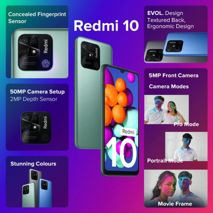 Redmi 10 (Caribbean Green, 6GB RAM, 128GB Storage) 
