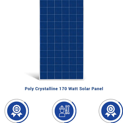 Luminous BIS Certified Polycrystalline 170 Watt Solar Panel for Home with PID Resistance Technology and Severe Weather Resilience (12 Volt) 