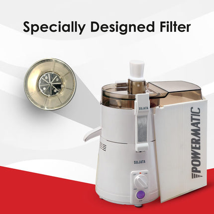 Sujata Powermatic Maxima Juicer Mixer Grinder|900 Watts Double Ball Bearing Motor|22000 RPM|Non-Stop 90 Mins Running|3 Jars including 1750ml Blender, 1000ml Grinder, 500ml Chutney Jar| (White) 