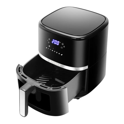 Faber 6L 1500W Digital Air Fryer | Fry, Bake, Roast, Toast, Defrost, Grill & Reheat | 85% Less Oil, 360° Air Cooking | 8-Preset Menu, LED Display & Touch Control, Non-Stick Pan, View Window | (Black) 