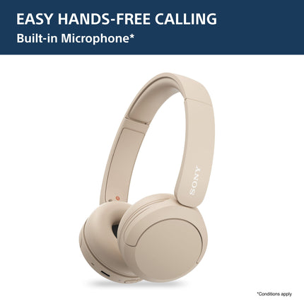 Sony WH-CH520 Wireless Bluetooth Headphones with Mic, Up to 50Hrs Battery-Beige 