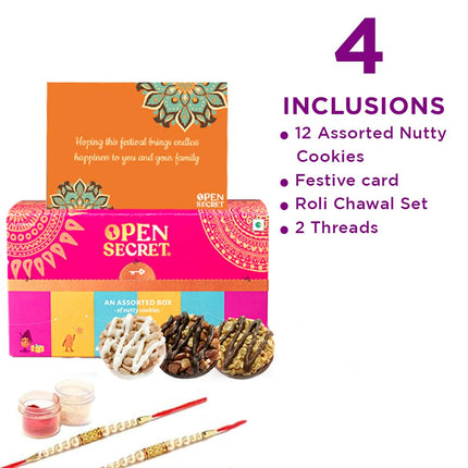 Open Secret Festive Gift Box | Combo of 4 | Cookies Gift Hamper, Cookies, Gift Hamper, Holi Gift Hampers, Gift Set, Corporate Gifts for Employees with Festive Card 