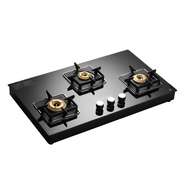 Lifelong 3 Gas Burner Tops - 3 Burners Hob Top Gas Stove with Automatic Ignition - Toughened Glass Top Gas Stoves for Home & Kitchen - Automatic Gas Stove for Modular Kitchen (LLHT007) 