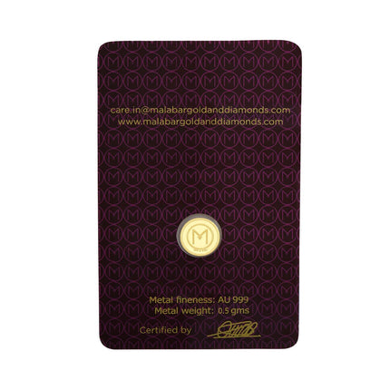 Malabar Gold & Diamonds Gold Coin 24K (999) 0.5 grams | 24 kt Gold Coin/Bar/Bullion for Akshaya Tritiya, Birthday, Wedding & Festive Gift, Rose Impression 