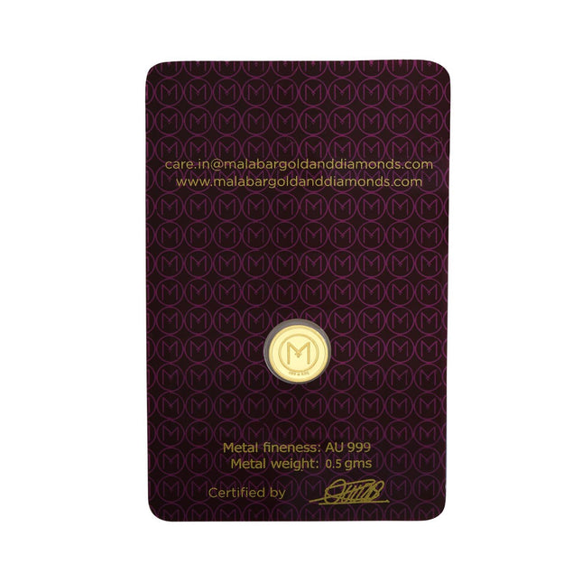 Malabar Gold & Diamonds Gold Coin 24K (999) 0.5 grams | 24 kt Gold Coin/Bar/Bullion for Akshaya Tritiya, Birthday, Wedding & Festive Gift, Rose Impression 