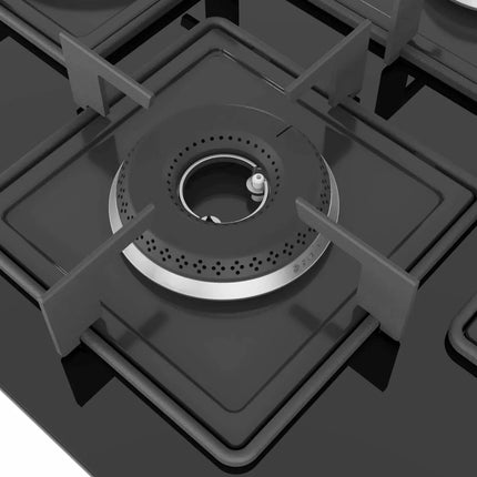 Bosch Built in Gas Hob Black Tempered glass Glass 4 Burner Auto Ignition 75 cm Italian Double Ring Burners (PNI7B6B10I) 