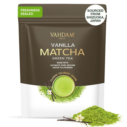 VAHDAM, Vanilla + Matcha Green Tea Powder - 50 g | Brew Delicious Vanilla Latte | Japanese Matcha Powder with 100% Natural