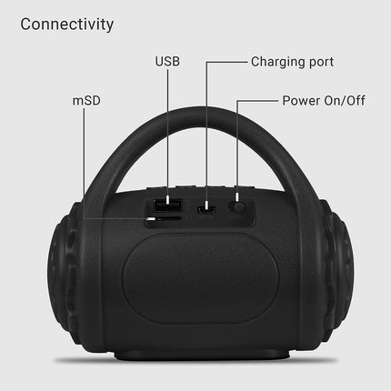 Zebronics ZEB-COUNTY 3W Wireless Bluetooth Portable Speaker With Supporting Carry Handle, USB, SD Card, AUX, FM & Call Function. (Black) 