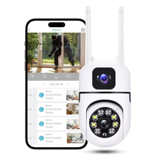TP Plus 4+4MP Dual Lens Mini Wireless PTZ | Live Monitoring | CCTV Camera Color Night Mode | Motion Detection | Two-Way Audio | Indoor/Outdoor Security Camera for Home (Dual Lens Mini Dome K-804) 