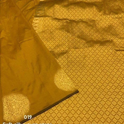 C J Enterprise Women's Banarasi Saree Pure Kanjivaram Silk Saree Soft Design Wear Pattu Sarees Latest Cotton With Blouse Piece Kanchipuram for Wedding sadi new ladies 2025 (KeriGola-51) (Yellow) 