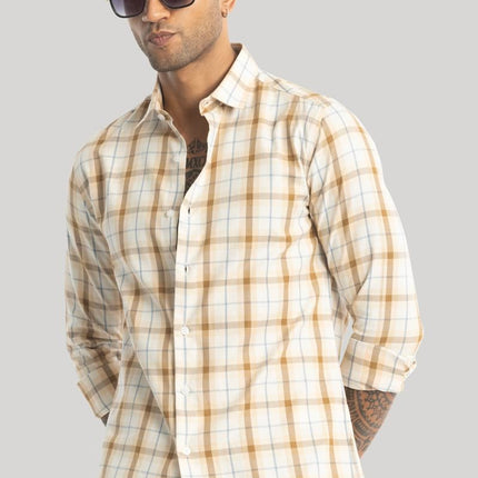 SNITCH Lamberto Light Brown Checks Shirts 