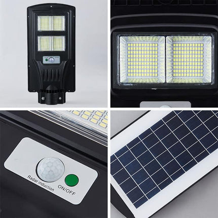 GlowBase Plastic Solar Led Street Light All In One 60 Watt Led Chip Automatic Motion Sensor With Remote Ip65 Waterproof Ip65 Waterproof Outdoor Use Black (Pack Of 1) 