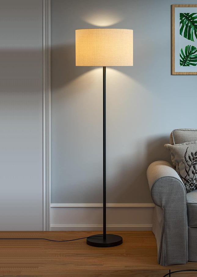 DEZIN KRAFT Metal Floor Lamp Standing Modern Black 4Ft Height With Lampshade 12 Inches Pack Of 1 (Beigeled) 
