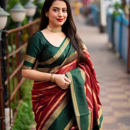 Yashika Women's Latest Woven Printed Kanjivaram Banarasi Art Silk Saree with Unstitched Blouse Material-Suitable for All Indian Weddings and Festivals (AZ-YS-OG-CHAMKILI-Parent_Maroon) 