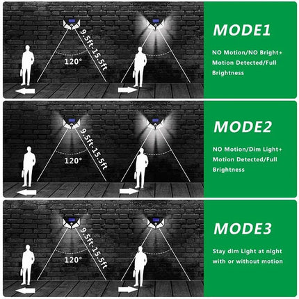 BRITSPEAR Waterproof Solar 100 LED Lights for Outdoor Use in Gardens, Patios, Garages, Decks, Pathways, and Porches Solar Lights Outdoor Motion Sensors with 3 Modes (Classic) 