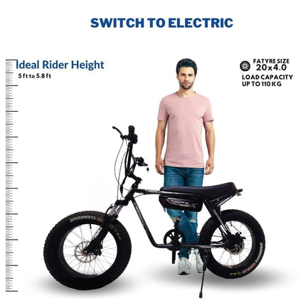 VIGOREBIKE Men ZE Electric Cycle with Dual Disc Brakes, 350w Hub Motor, 5.8Ah Li-Ion Battery, 95% Pre-Assembled with Charger, Black Color,Fat Tyre Cycle 20 x 400 Inches, 20 Inch 