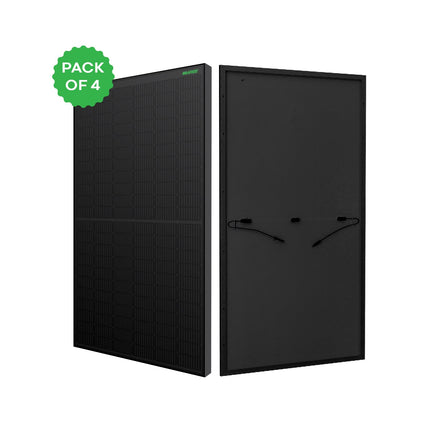 WAAREE 345 Watt All Black Mono PERC Solar Panel – 132 Half-Cut Cells | WAAREE High-Efficiency Panel for Rooftop, Balcony, Home & Commercial Use | 25-Year Output Warranty | Pack of 4 