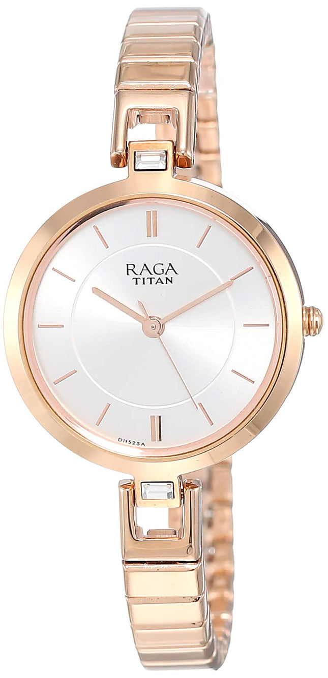 Titan Raga Quartz Analog Silver Dial Metal Strap Watch for Women-NR2603WM01 