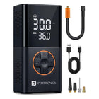 Portronics Vayu 3.0 tyre Inflator with 150 PSI Pressure, 4000 mAh Battery, Digital Display, Pressure Detection, Air Pump Compressor for Cars, Bikes, Bicycles & Balls(Black) 
