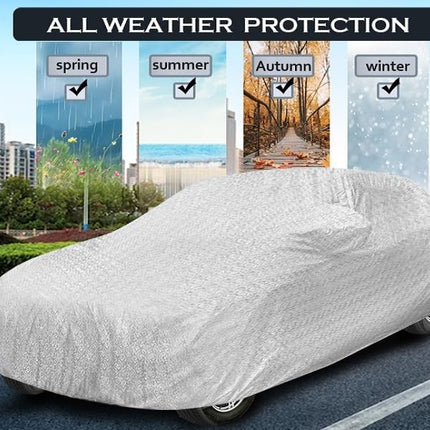 Auto Hub 100% Water Resistant Car Cover Compatible with Honda City I-VTEC (Model : 2014-2019)-(Fabric: Polyester-Cotton Coating, Color:-Matelic Silver) 