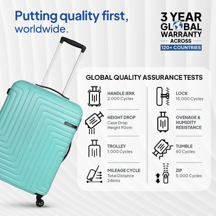 American Tourister Ivy Nxt 55CM Small 4 Spinner Wheels Hard Luggage Polycarbonate Cabin Trolley Bags for Travel with Mounted TSA Lock for Unisex - Pale Turq,Turquoise 