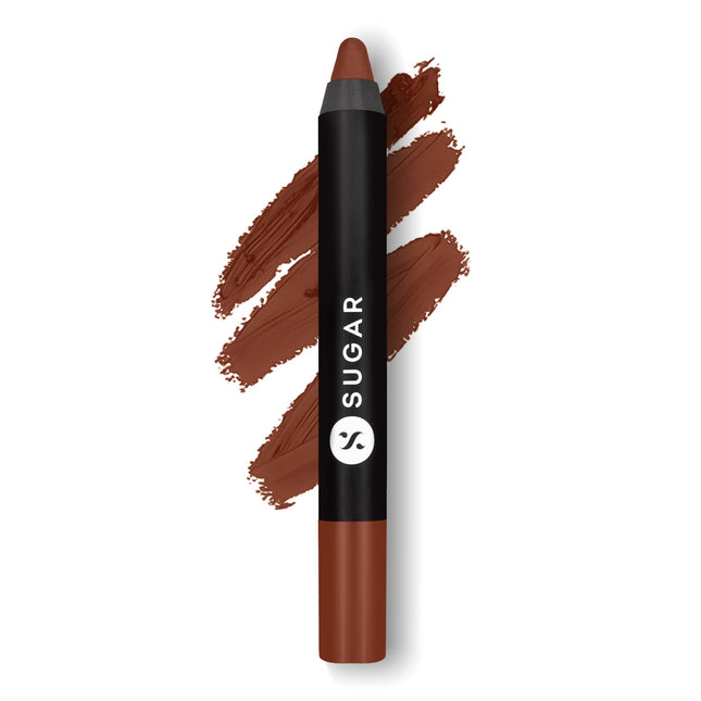 SUGAR Cosmetics Matte as Hell Crayon Lipsticks for Women | Lasts Up To 8+ Hours | Lip Crayon with Sharpener | 2.8gm - 16 Claire Underwood 