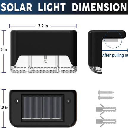 BRITSPEAR plastic Waterproof LED Solar Powered Deck Stair Outdoor Light for Railing, Wall Garden,Pathway, Backyard, Patio, and Balcony Decoration (4) 