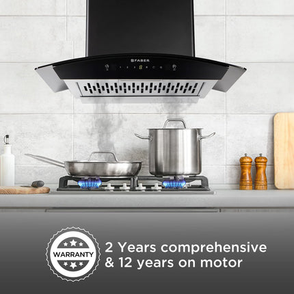 Faber 60 Cm Autoclean Chimney |1200 M3/Hr | Filterless |12Yr Warranty On Motor (2Yr Comprehensive) | (Hood Everest in HC SC FL LG 60),Touch & Gesture Control, Light Grey 