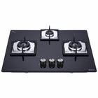 Elica Hob 3 Burner Auto Ignition Built-In Hob or Hobtop| Sabaf Italian Burners | Toughened Glass Top | 5 Yrs Warranty on Glass & Valves | 2 Yrs Comprehensive | Flexi Hct 360 Dx Lotus Bk, Black 