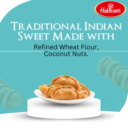 Haldiram's Kesar Gujia 400g | Gujiya Sweets | Indian Mithai | Fresh Indian Traditional Mithai | Holi Gift Hamper | Fresh Products | Royal Saffron Flavor | Festive Sweet Gift Box | Mithai for All Occasion 