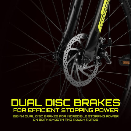 CRADIAC Hustler 7 Speed 26 inch Steel Geared High Performance Mountain Cycle for Men with Front Suspension & Dual disc Brakes | Ideal for 12+ Years, Unisex, Frame Size - 18.5 Inch 