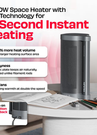 NUUK HÖT BAR 2-Sec Instant Heating PTC Heater for Room | Upto 20% Bill Savings | Zero Dryness | Super-Silent, Portable | Vertical & Horizontal Use | 2200W | Perfect Replacement for small 7/9 fin OFRs