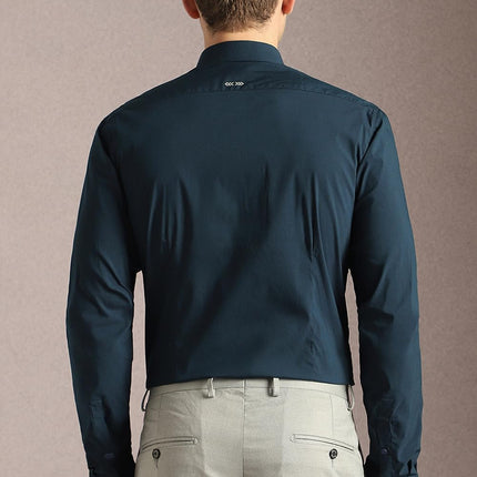 Louis Philippe Men's Solid Slim Fit Shirt (LASFASSPM79184_Blue 