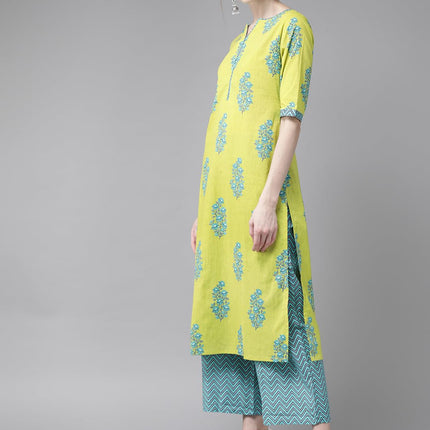 Libas Women's Cotton Kurta Sets (20197_Green 