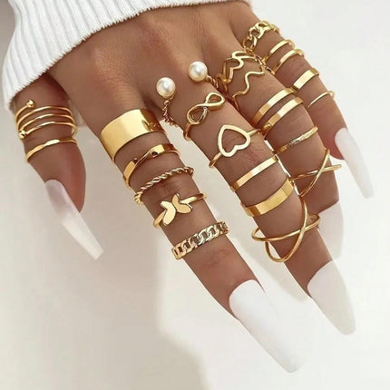 YouBella Fashion Jewellery Celebrity Inspired Combo of Latest Stylish Stackable Kunckle Rings Set for Women and Girls (Gold) 