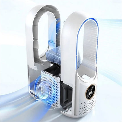 ZAPORA Mini Air Conditioner Air Cooler Leafless Electric Fan Portable Air Conditioner Silent Timer Cooling Fan Humidifier Purifier 