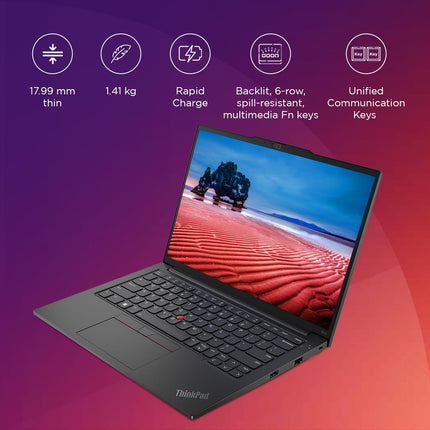Lenovo ThinkPad E14 Intel Core i5 13th Gen 14" WUXGA IPS 300 Nits Thin and Light Laptop (16GB RAM/512GB SSD/Windows 11 Home/Office 2021/Backlit Keyboard/FPR/Black/1.41 kg), 21JKS0UA00 
