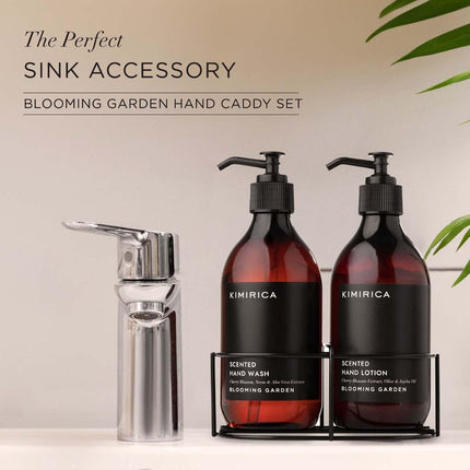 Kimirica Blooming Garden Hand Wash & Winter Hand Lotion Duo Caddy Set 100% Vegan & Paraben Free | Long Lasting fragrance Hand Lotion | Luxury Gift set | Premium Gift Set (300mlx2) 