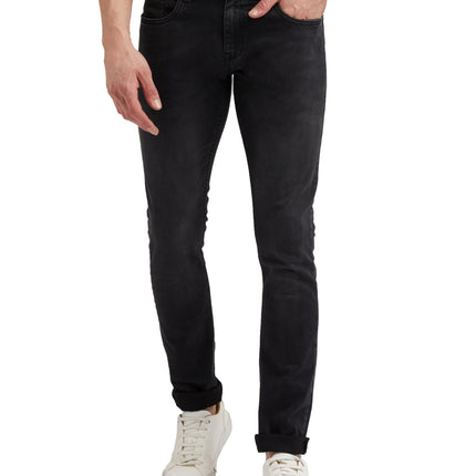 Peter England Men's Premium Skinny Fit Stretchable Mid Rise Jeans Black, 30 
