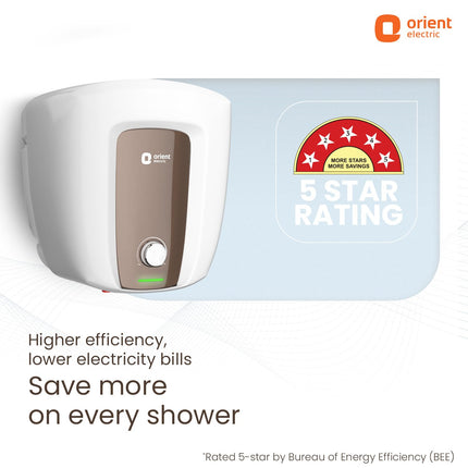 Orient Electric Aquator Edge |15L Storage Water Heater| BEE-5 Star rated |8 bar pressure compatibility | Suitable for high rise buildings |5 years tank warranty 