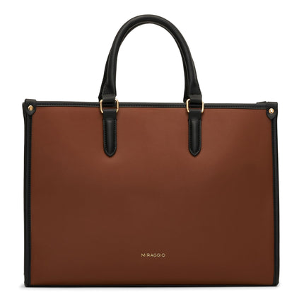 Miraggio Womens Denice Large Sized Tote Bag With Adjustable & Detachable Sling Strap And Top Handles, Brown 