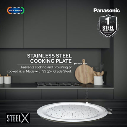 Panasonic SR-G18(SUS) I 660 Watts I Fully 304 Stainless Steel Automatic Electric Rice Cooker 1.8 Litres |3 Layer Stainless Steel Clad Pan, Lid and Plate I Cooks upto 1 Kg Raw Rice|With Keep Warm 