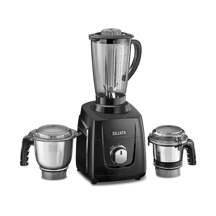 Sujata MG01 Mixer Grinder|1000 Watts Double Ball Bearing Motor|25000 RPM| Non-Stop 90 Mins Running|3 Jars including 1750ml Blender, 1000ml Grinder, 500ml Chutney Jar| (Black) 