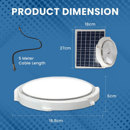 hardoll Solar Ceiling Light 40W with Remote controlled Outdoor LED Waterproof Garden Indoor Lamp Acrylonitrile Butadiene Styrene 