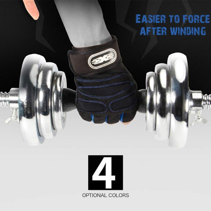 Alexvyan Imported Long Strap Gym and Fitness Sports Protective Half Finger Hand Riding, Cycling, Bike Motorcycle Gloves for Men and Boy (Black and Blue, Universal) 