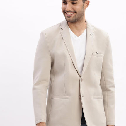 SHOWOFF Men's Single Breasted Slim Blazer (EX-Metty_Cream 