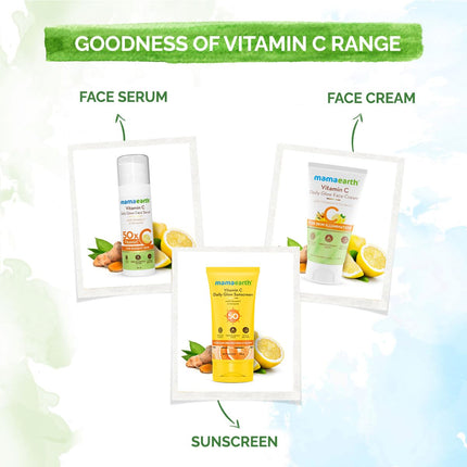 Mamaearth Vitamin C Daily Glow Sunscreen with Vitamin C & Turmeric | For Sun Protection, Tan Protection & Glow | SPF 50 & PA++++ Protection | No White Cast | Lightweight & Non-Sticky | Brightens Skin | For All Skin Types | 50 g 