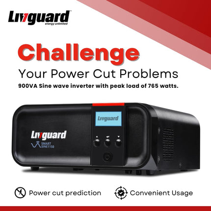 Livguard Smart SINE 1100i Inverter for Home, Office & Shops | 900VA/12V Pure Sinewave | Supports 1 Inverter Battery | Multi Function LCD Display with WiFi connectivity and Mob App Control 